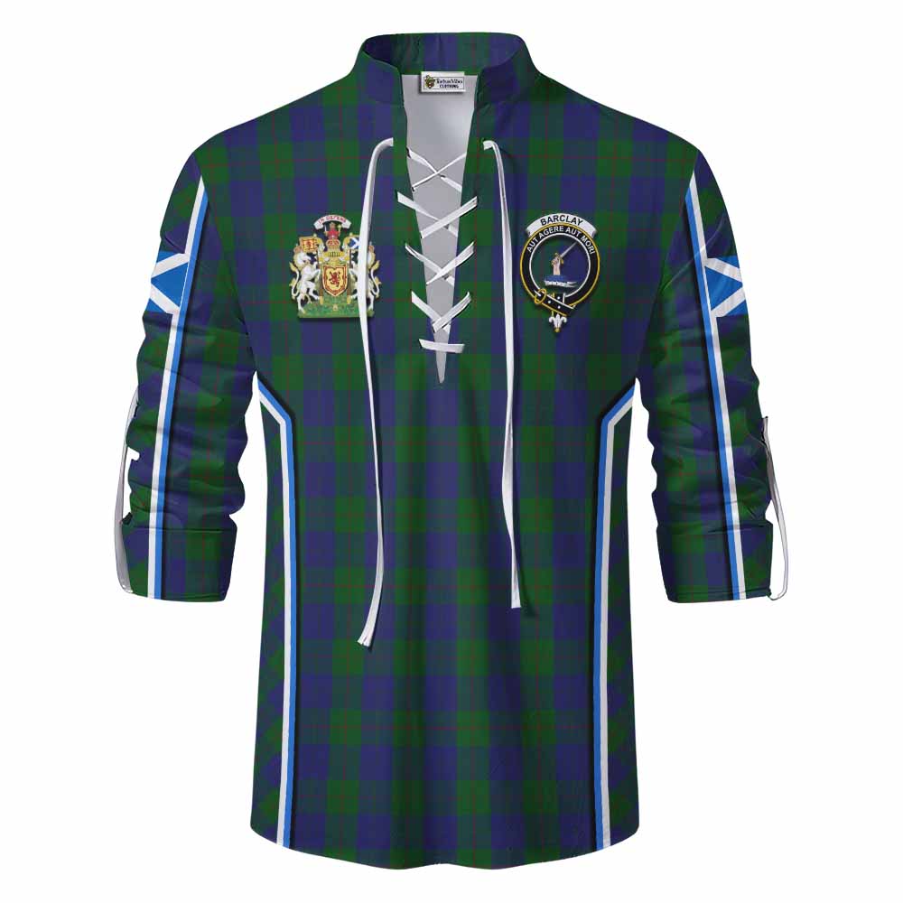 Barclay Tartan Crest Ghillie Kilt Shirt Scotland Coat of Arm Flag Style - Tartan Vibes Clothing