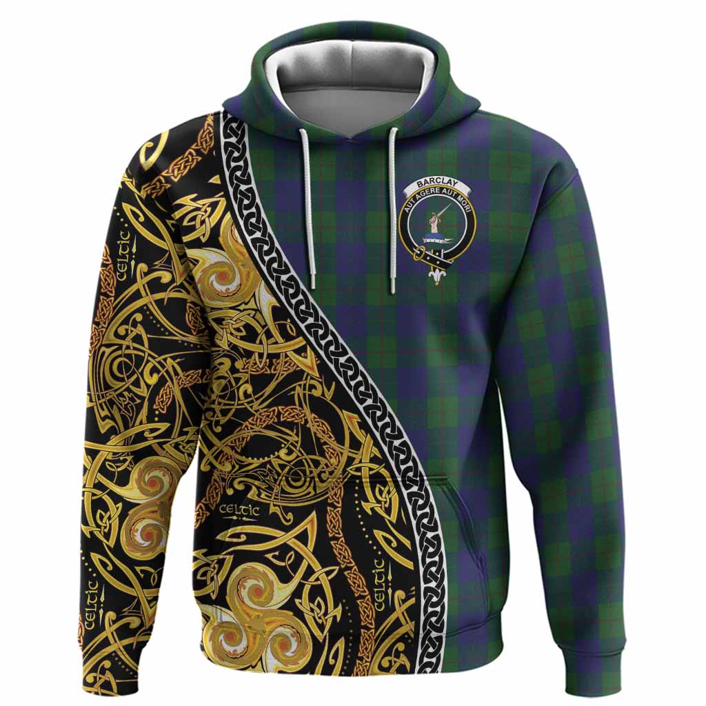 Barclay Tartan Crest Hoodie Celtic Knot and Triple Trickle Spiral Symbols