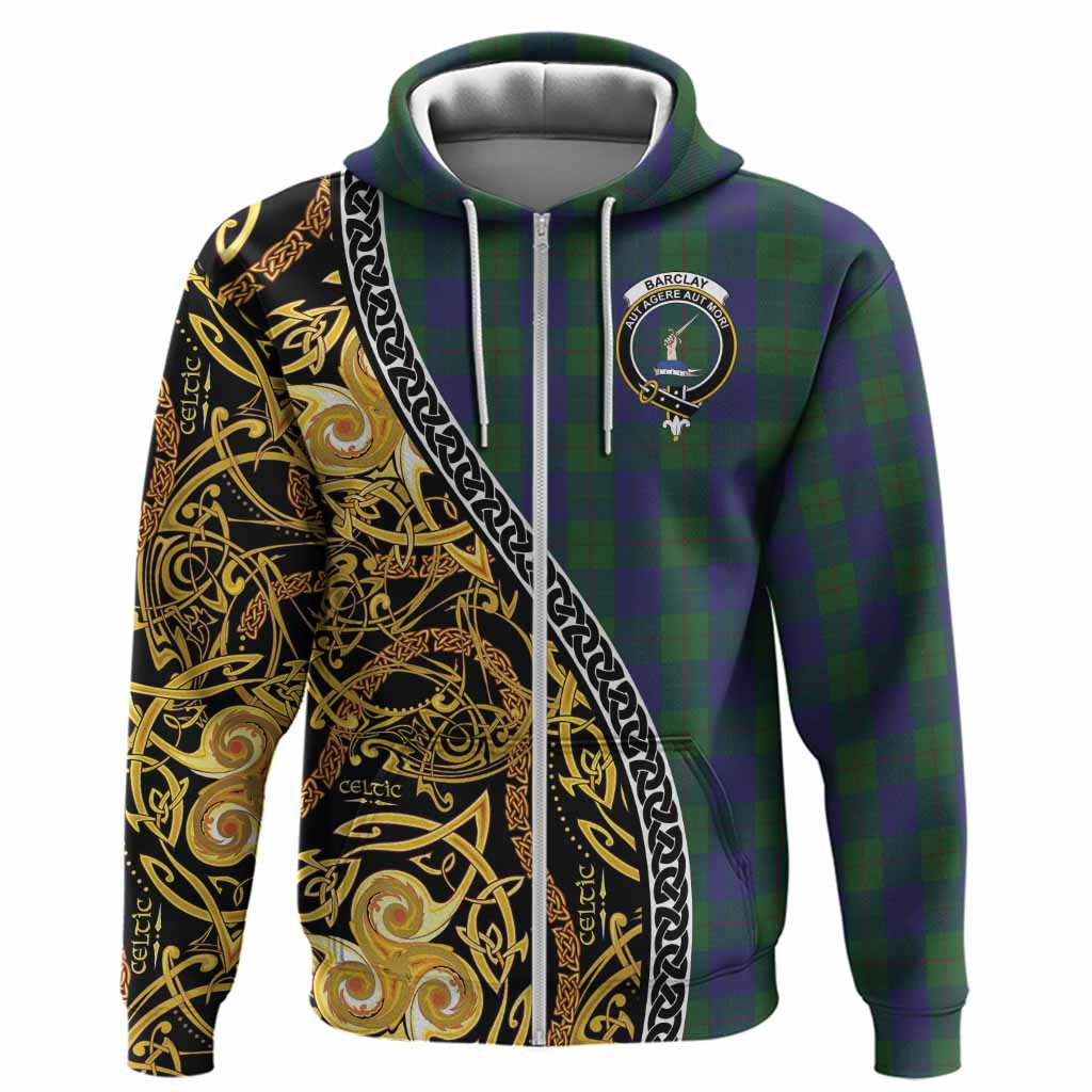Barclay Tartan Crest Hoodie Celtic Knot and Triple Trickle Spiral Symbols
