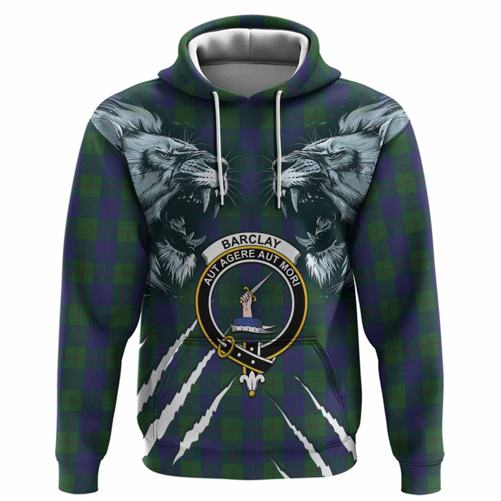 Barclay Tartan Crest Hoodie Ferocious Lion Style