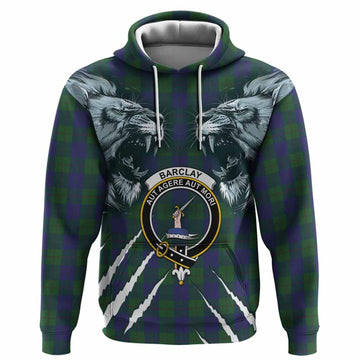 Barclay Tartan Crest Hoodie Ferocious Lion Style