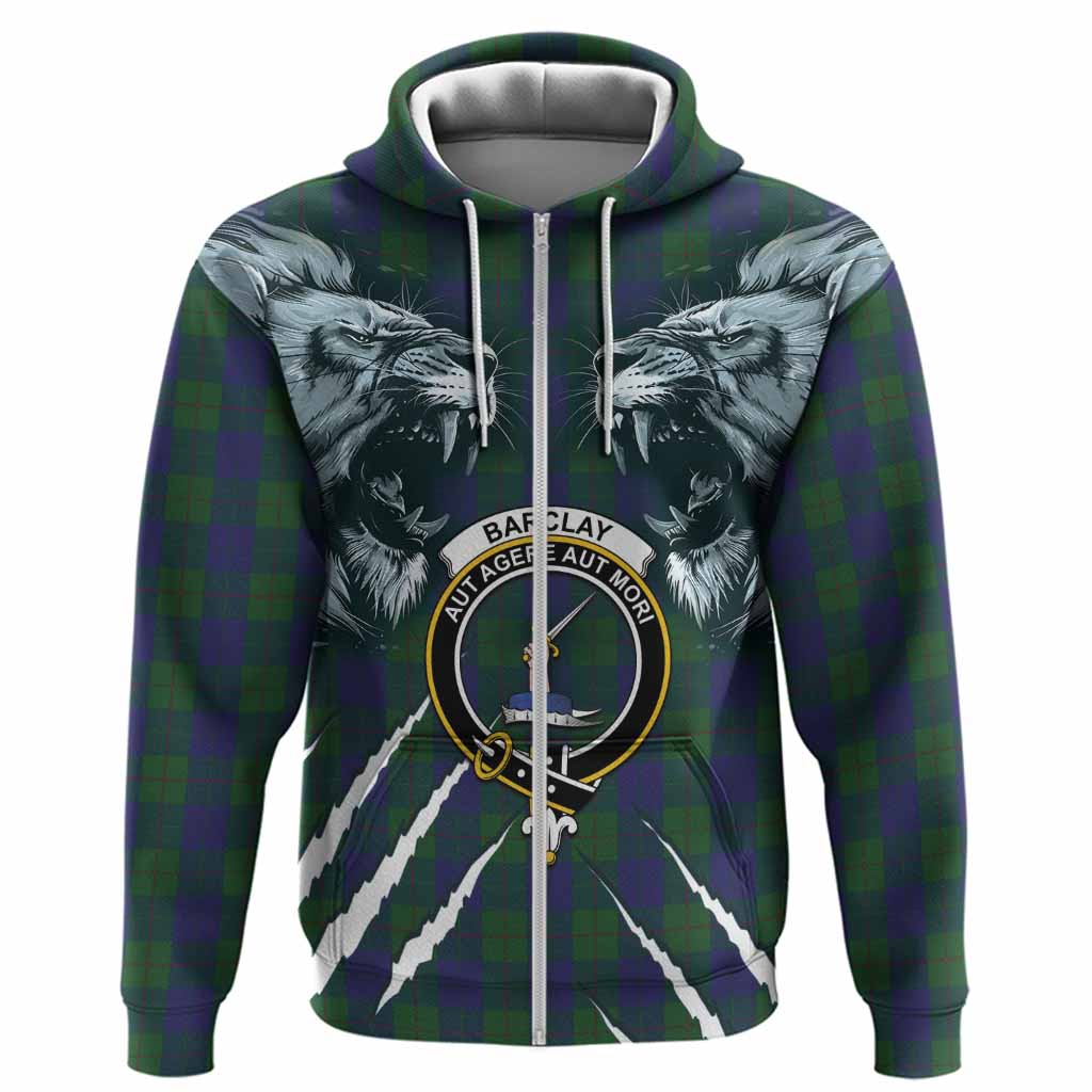 Barclay Tartan Crest Hoodie Ferocious Lion Style