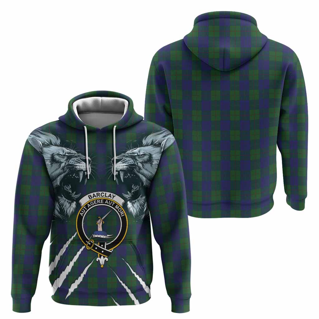 Barclay Tartan Crest Hoodie Ferocious Lion Style