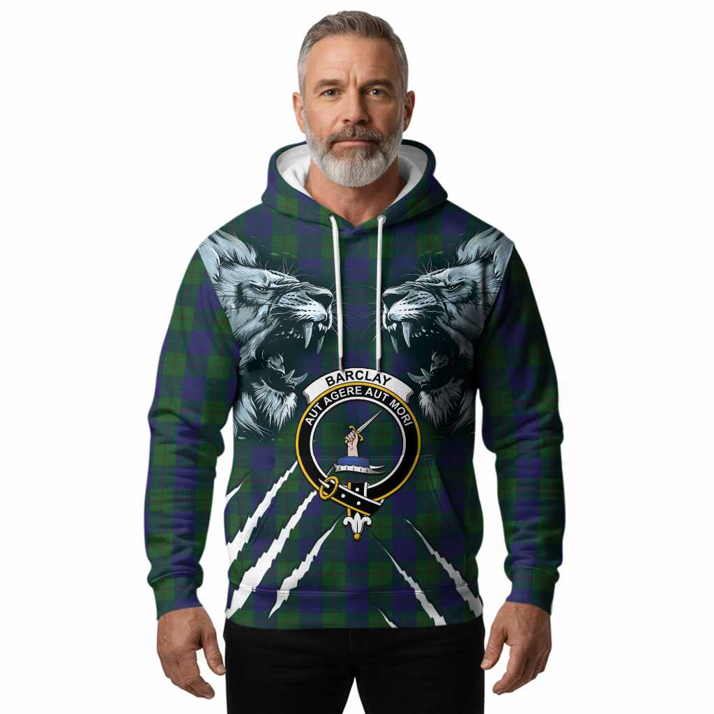 Barclay Tartan Crest Hoodie Ferocious Lion Style
