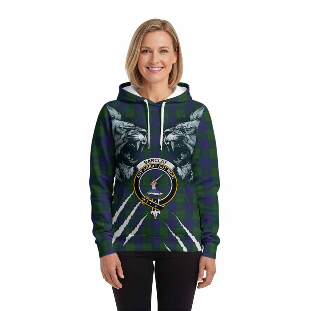 Barclay Tartan Crest Hoodie Ferocious Lion Style