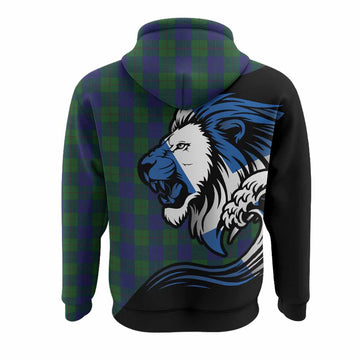 Barclay Tartan Crest Hoodie Scottish Golden Lions Wave Flow