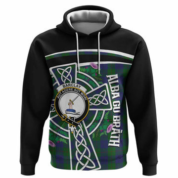 Barclay Tartan Crest Hoodie Scottish Thistle Celtic Cross Alba Gu Brath