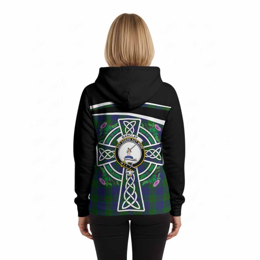 Barclay Tartan Crest Hoodie Scottish Thistle Celtic Cross Alba Gu Brath