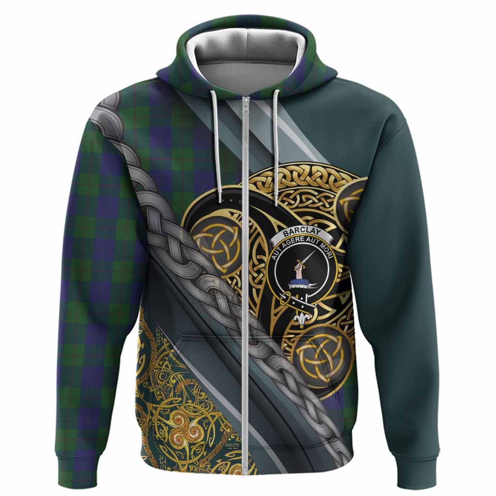 Barclay Tartan Crest Hoodie Scottish Triskele Celtic