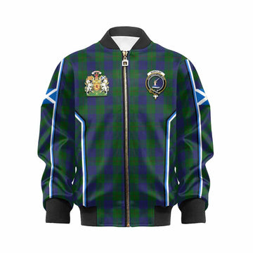 Barclay Tartan Crest Kid Bomber Jacket Scotland Coat of Arm Flag Style - Tartan Vibes Clothing