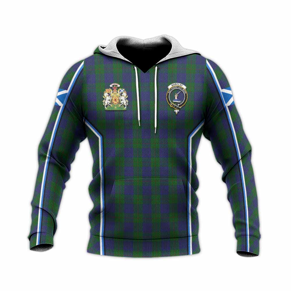 Barclay Tartan Crest Knitted Hoodie Scotland Coat of Arm Flag Style - Tartan Vibes Clothing