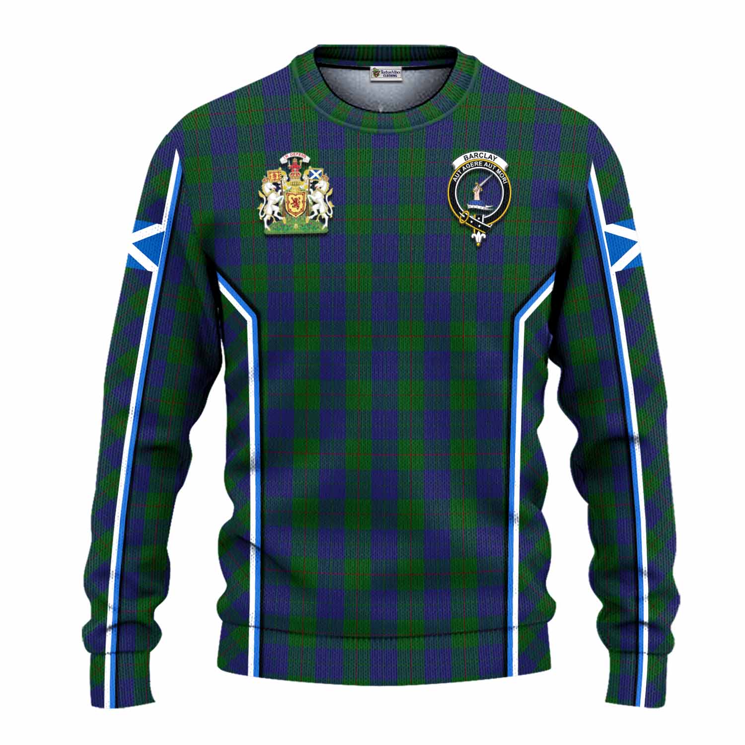 Barclay Tartan Crest Knitted Sweater Scotland Coat of Arm Flag Style - Tartan Vibes Clothing
