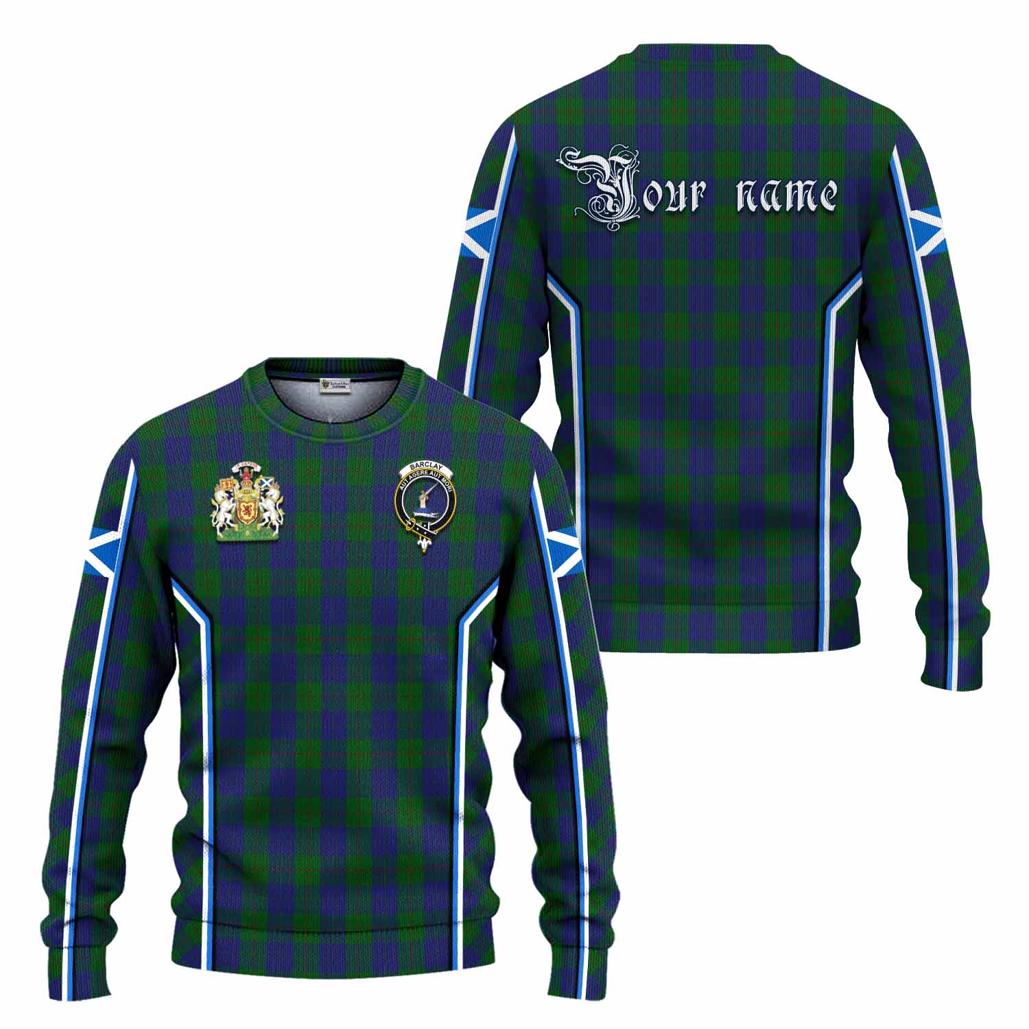Barclay Tartan Crest Knitted Sweater Scotland Coat of Arm Flag Style - Tartan Vibes Clothing