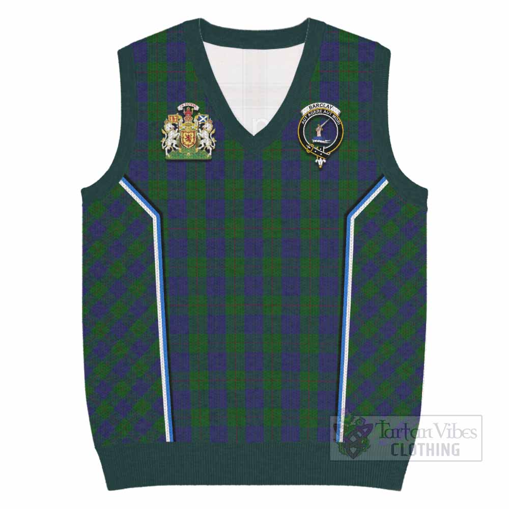 Barclay Tartan Crest Knitted V-Neck Vest Scotland Coat of Arm Flag Style - Tartan Vibes Clothing