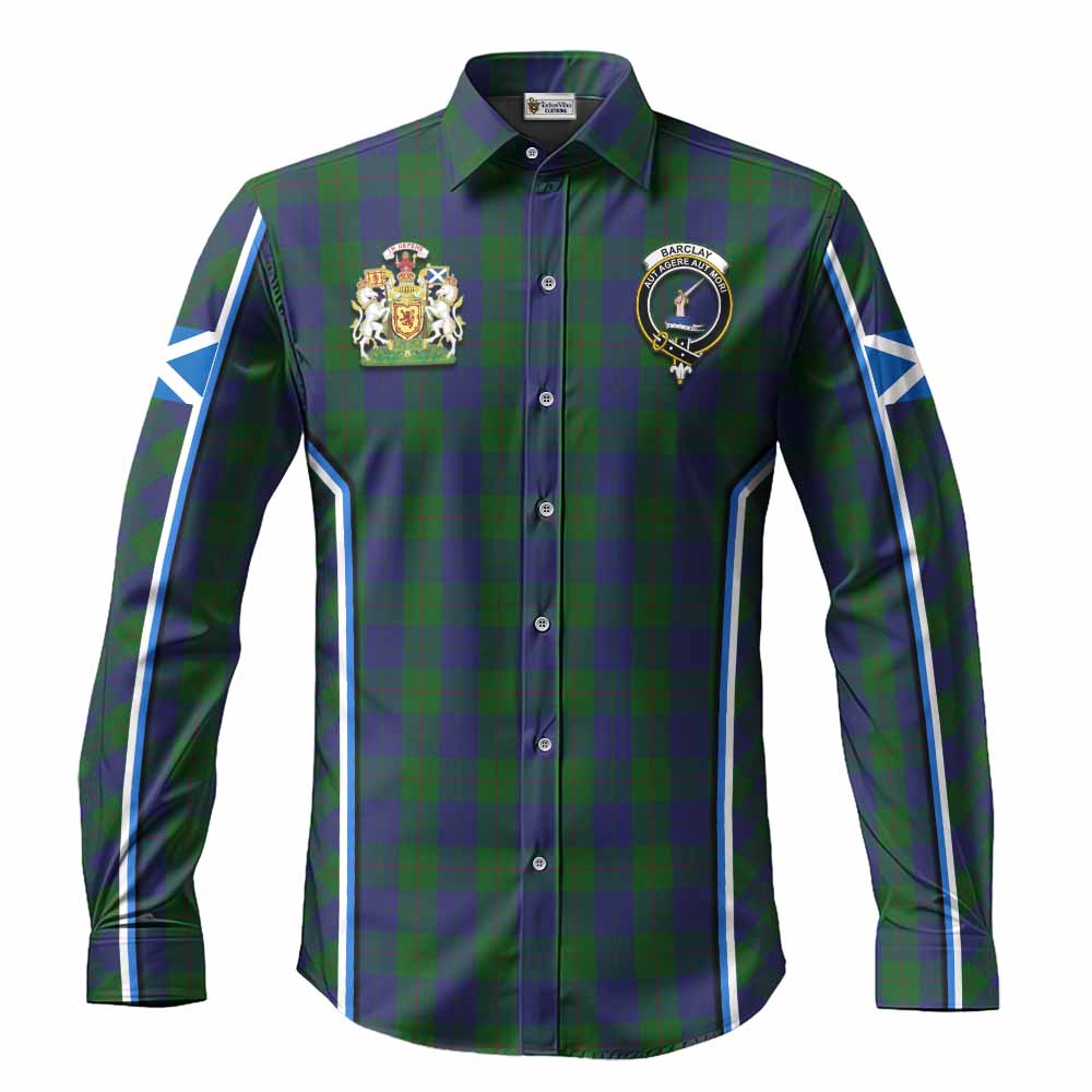 Barclay Tartan Crest Long Sleeve Button Shirts Scotland Coat of Arm Flag Style - Tartan Vibes Clothing
