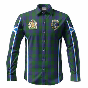Barclay Tartan Crest Long Sleeve Button Shirts Scotland Coat of Arm Flag Style