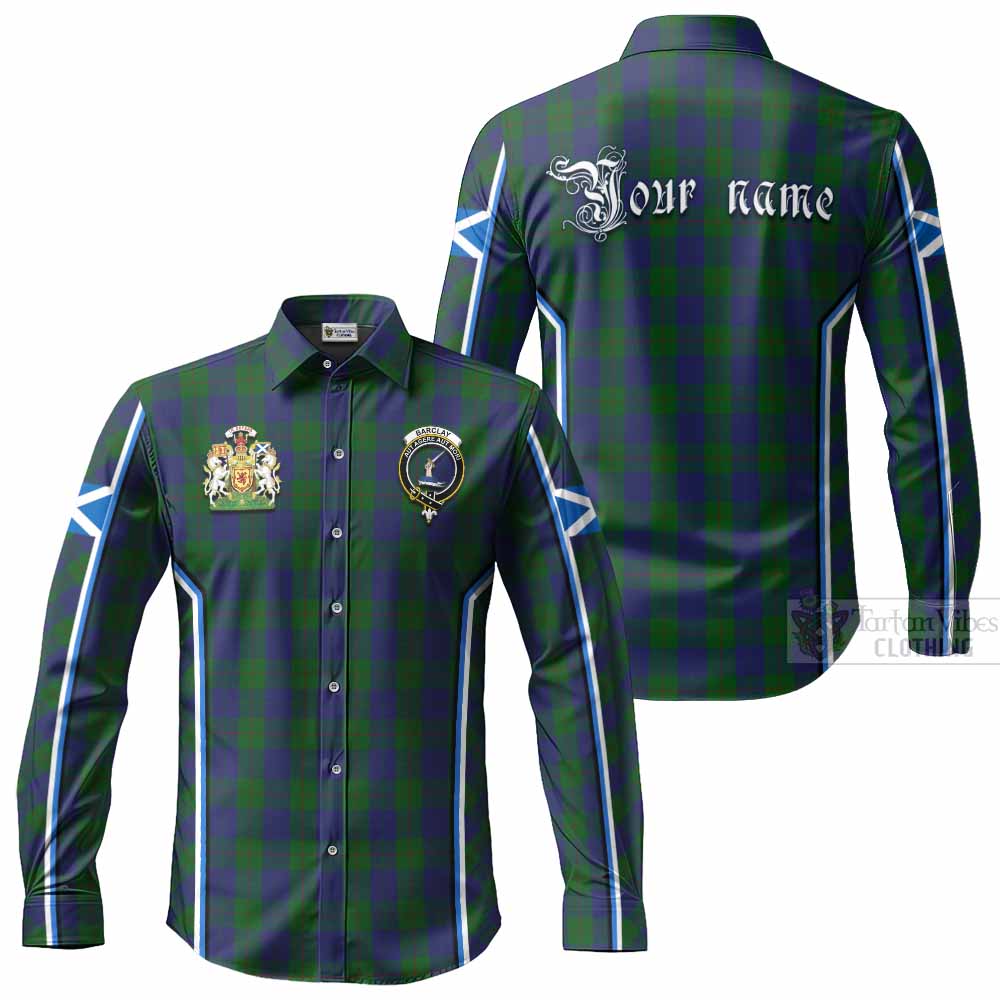Barclay Tartan Crest Long Sleeve Button Shirts Scotland Coat of Arm Flag Style - Tartan Vibes Clothing