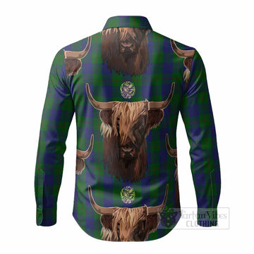 Barclay Tartan Crest Long Sleeve Button Shirts Scotland Heilan Coo Tartan Seamless Style