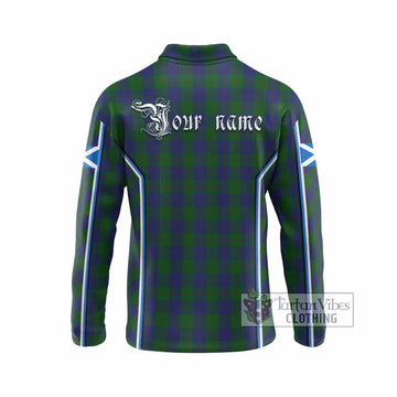 Barclay Tartan Crest Long Sleeve Polo Shirt Scotland Coat of Arm Flag Style