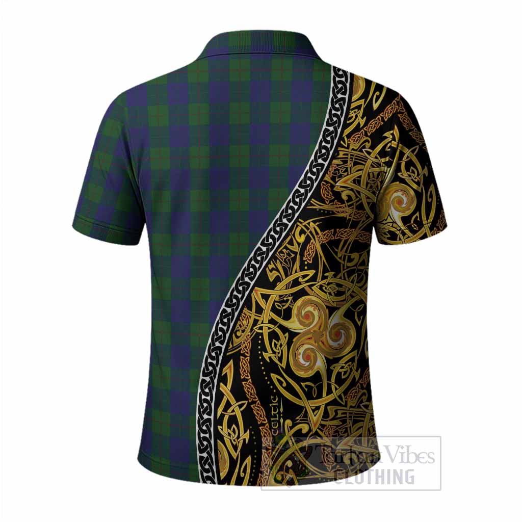 Barclay Tartan Crest Polo Shirt Celtic Knot and Triple Trickle Spiral Symbols
