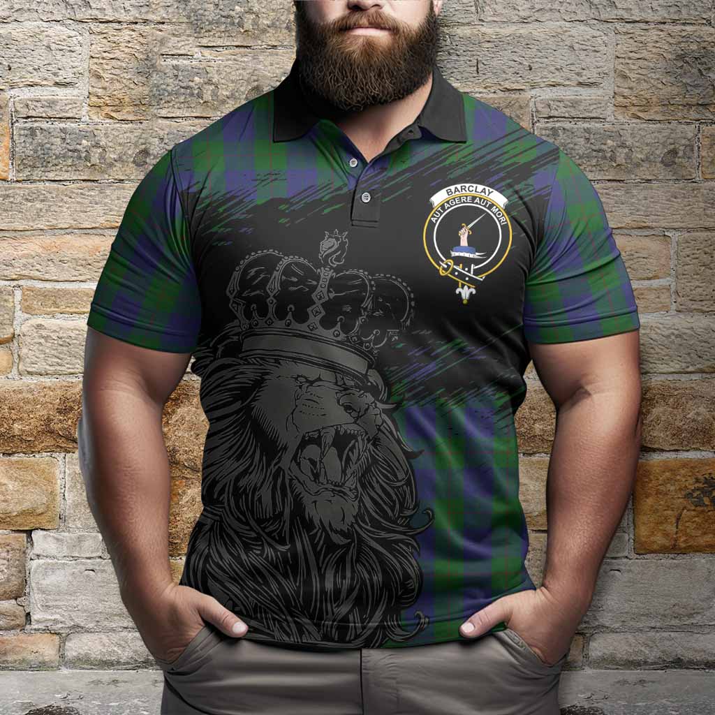 Barclay Tartan Crest Polo Shirt Crowned Lion Heritage Style