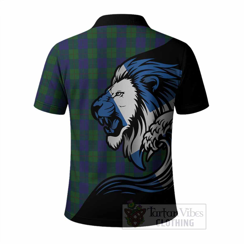 Barclay Tartan Crest Polo Shirt Scottish Golden Lions Wave Flow