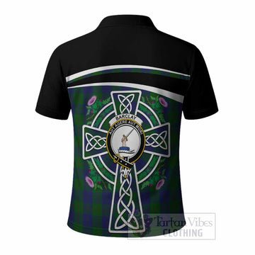 Barclay Tartan Crest Polo Shirt Scottish Thistle Celtic Cross Alba Gu Brath