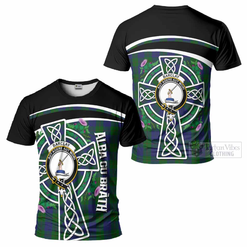 Barclay Tartan Crest T-Shirt Scottish Thistle Celtic Cross Alba Gu Brath