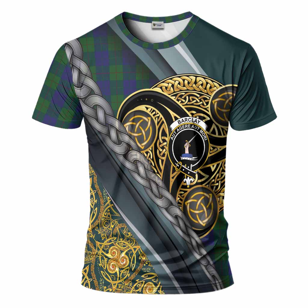 Barclay Tartan Crest T-Shirt Scottish Triskele Celtic