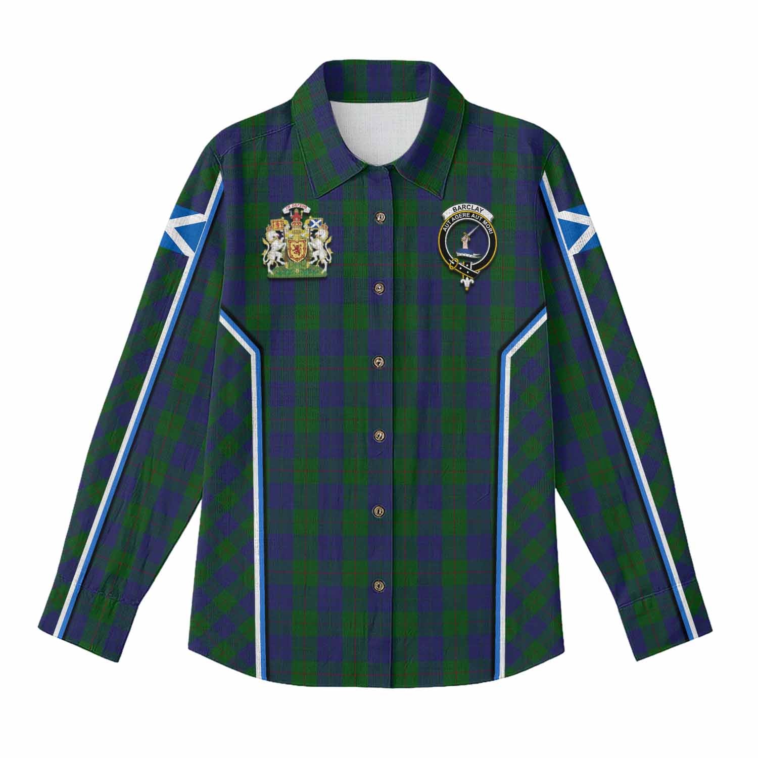Barclay Tartan Crest Women Casual Shirt Scotland Coat of Arm Flag Style - Tartan Vibes Clothing