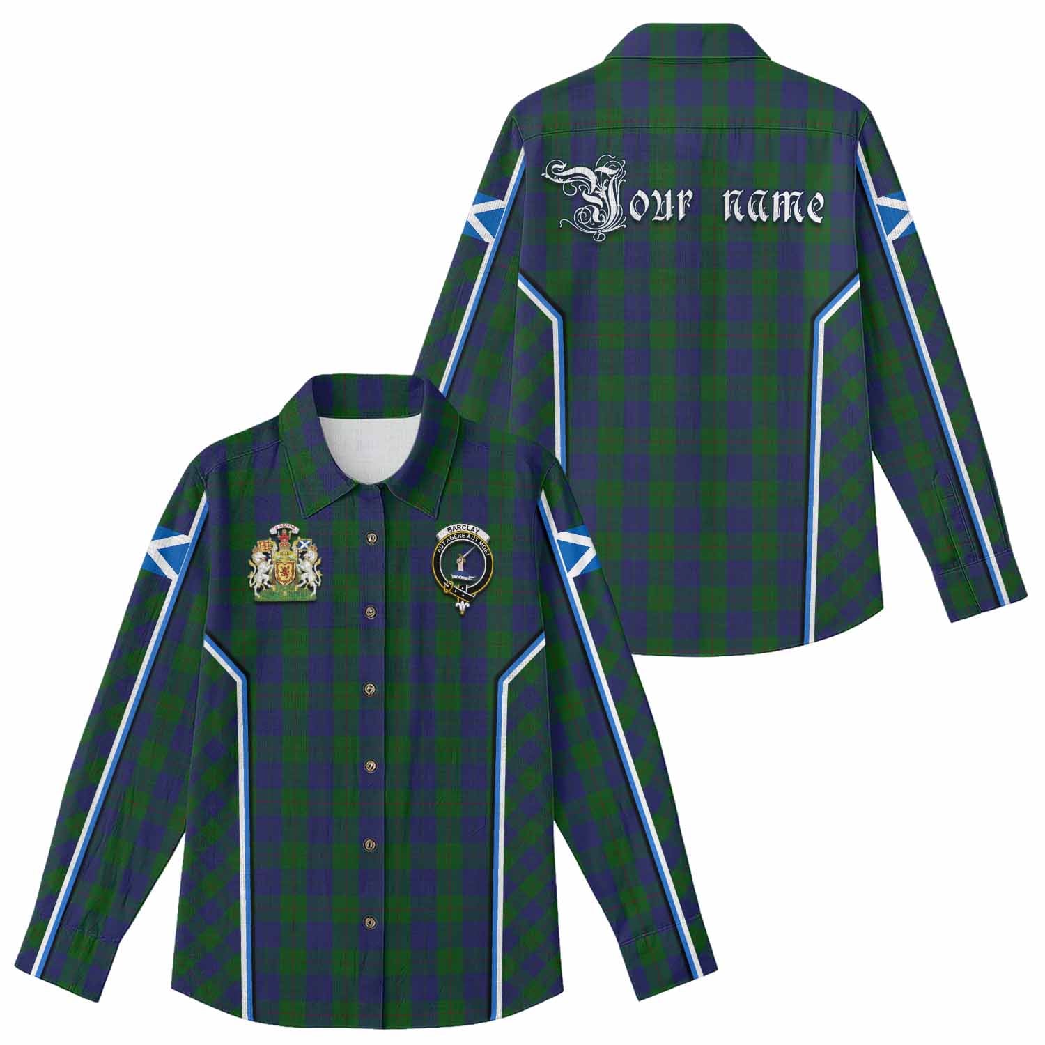 Barclay Tartan Crest Women Casual Shirt Scotland Coat of Arm Flag Style - Tartan Vibes Clothing