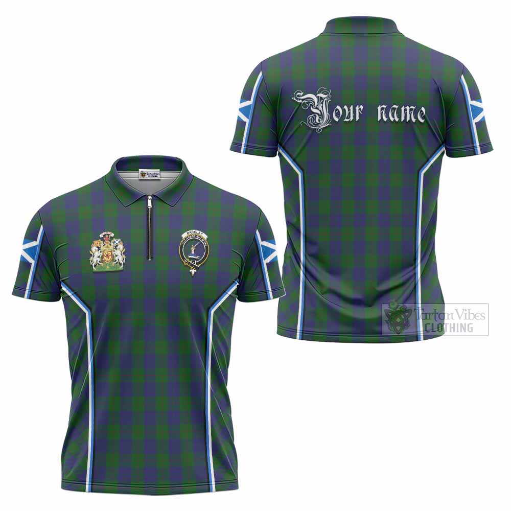Barclay Tartan Crest Zipper Polo Shirt Scotland Coat of Arm Flag Style - Tartan Vibes Clothing