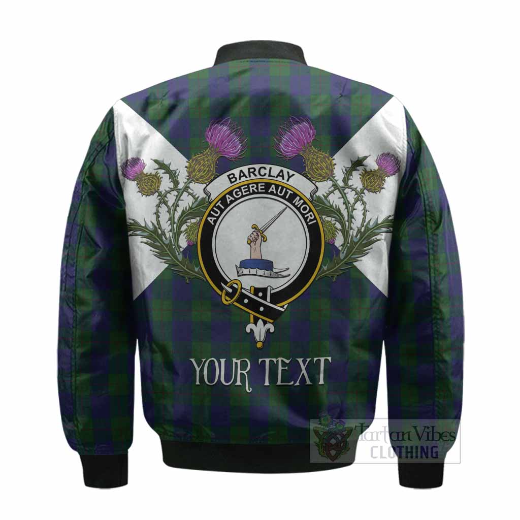 Barclay Tartan Family Crest Bomber Jacket Scottish Burns Night Thistle Floral