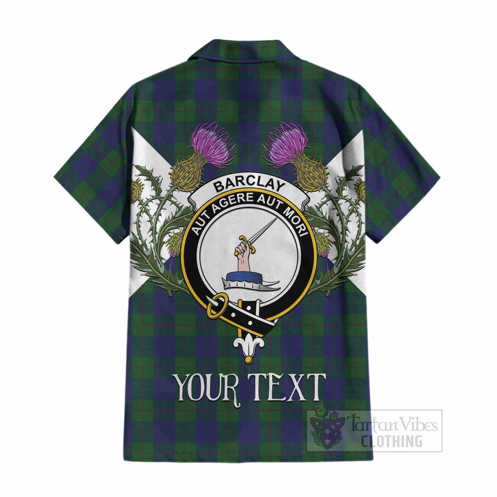 Barclay Tartan Family Crest Cotton Hawaiian Shirt Scottish Burns Night Thistle Floral