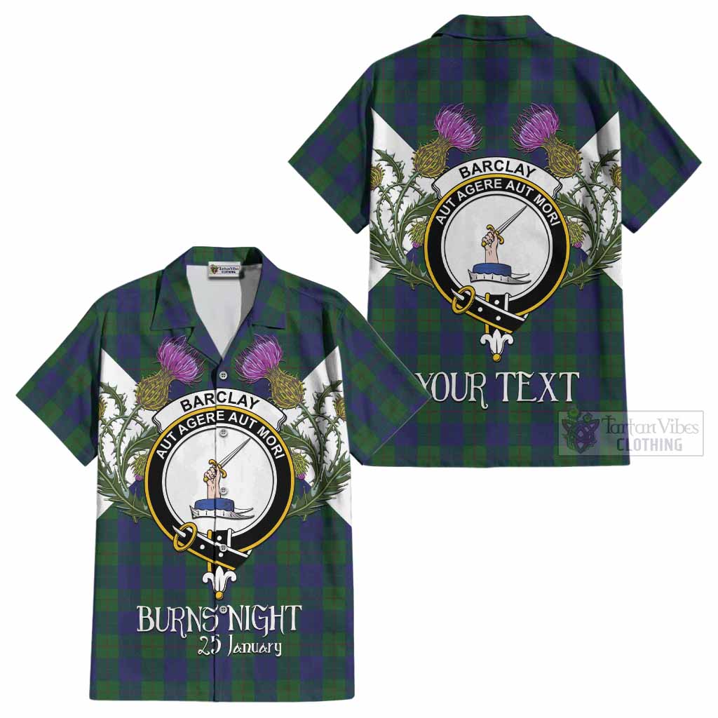 Barclay Tartan Family Crest Cotton Hawaiian Shirt Scottish Burns Night Thistle Floral