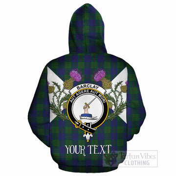 Barclay Tartan Family Crest Cotton Hoodie Scottish Burns Night Thistle Floral