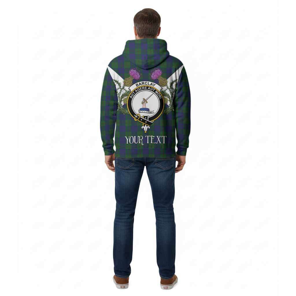 Barclay Tartan Family Crest Cotton Hoodie Scottish Burns Night Thistle Floral