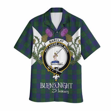 Barclay Tartan Family Crest Hawaiian Shirt Scottish Burns Night Thistle Floral