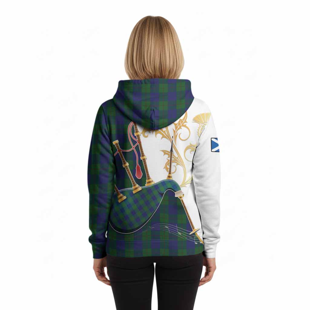 Barclay Tartan Family Crest Hoodie Bagpipes with Scottish Thistle