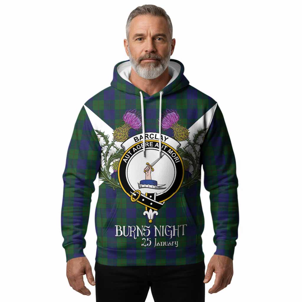 Barclay Tartan Family Crest Hoodie Scottish Burns Night Thistle Floral