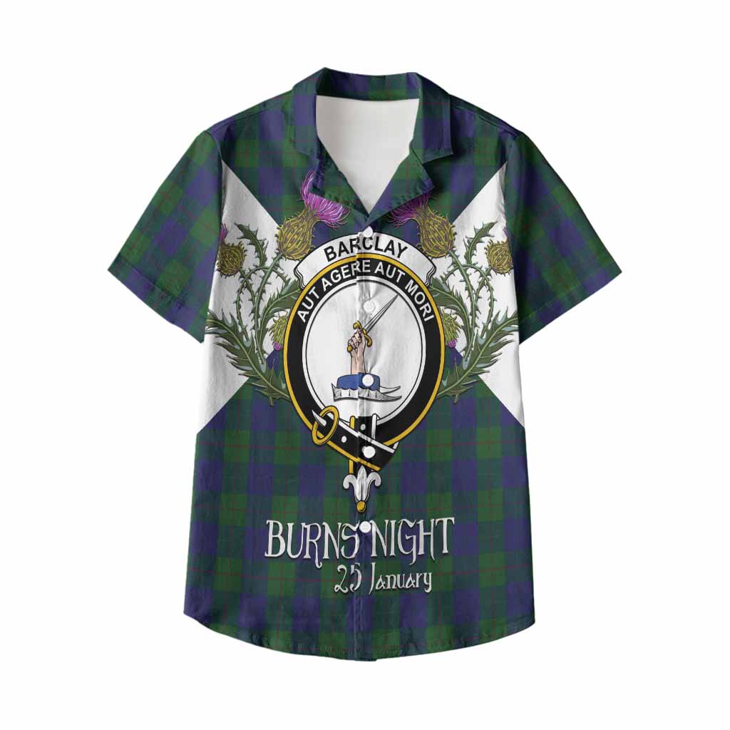 Barclay Tartan Family Crest Kid Hawaiian Shirt Scottish Burns Night Thistle Floral