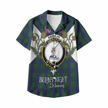 Barclay Tartan Family Crest Kid Hawaiian Shirt Scottish Burns Night Thistle Floral
