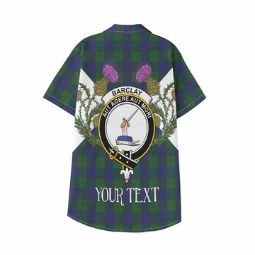 Barclay Tartan Family Crest Kid Hawaiian Shirt Scottish Burns Night Thistle Floral