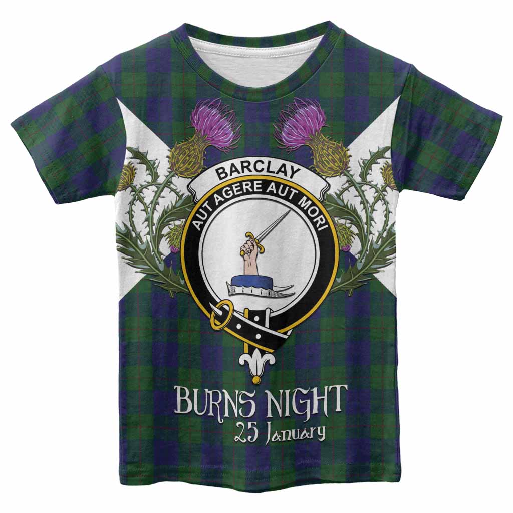Barclay Tartan Family Crest Kid T-shirt Scottish Burns Night Thistle Floral