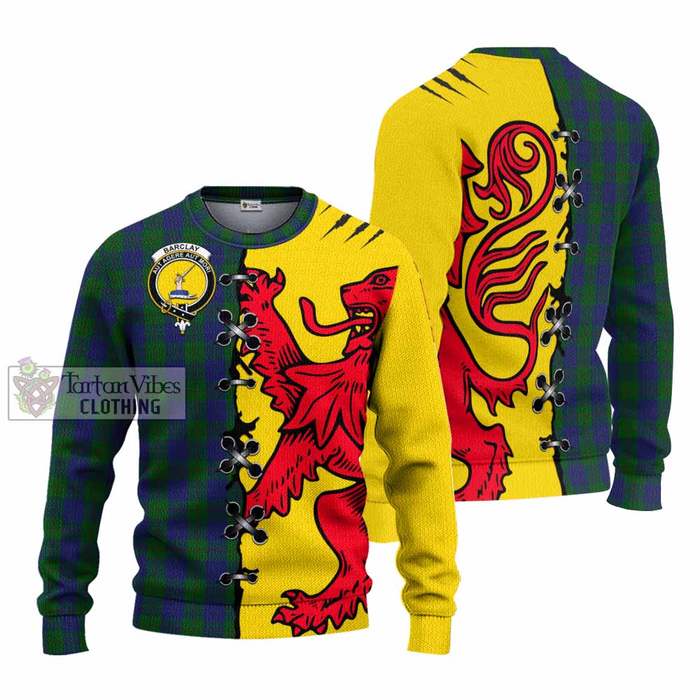 Barclay Tartan Family Crest Knitted Sweater Lion Rampant Honor - Tartan Vibes Clothing