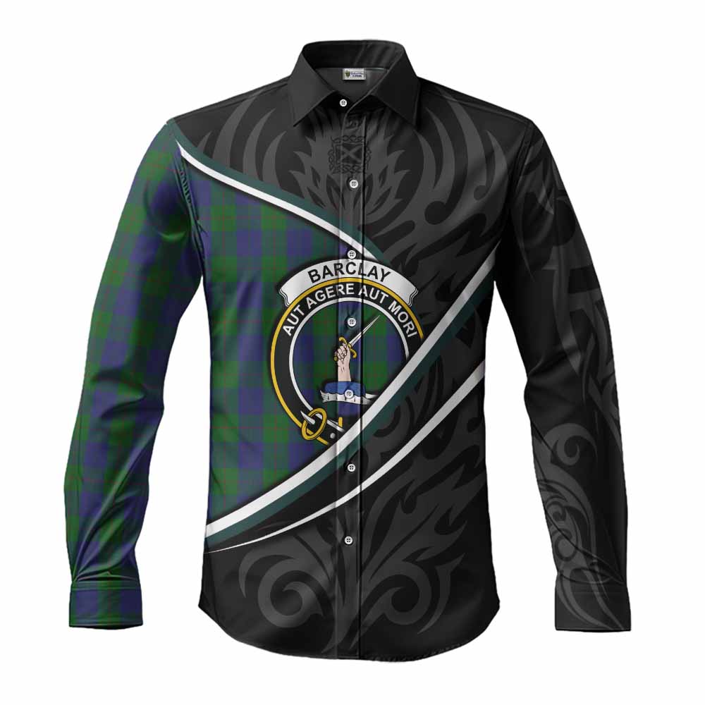 Barclay Tartan Family Crest Long Sleeve Button Shirts Celtic Scottish Thistle Floral - Tartan Vibes Clothing