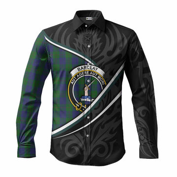 Barclay Tartan Family Crest Long Sleeve Button Shirts Celtic Scottish Thistle Floral