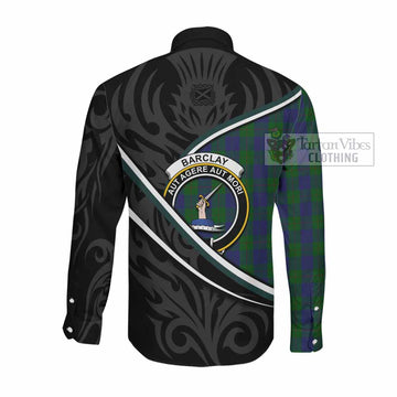 Barclay Tartan Family Crest Long Sleeve Button Shirts Celtic Scottish Thistle Floral