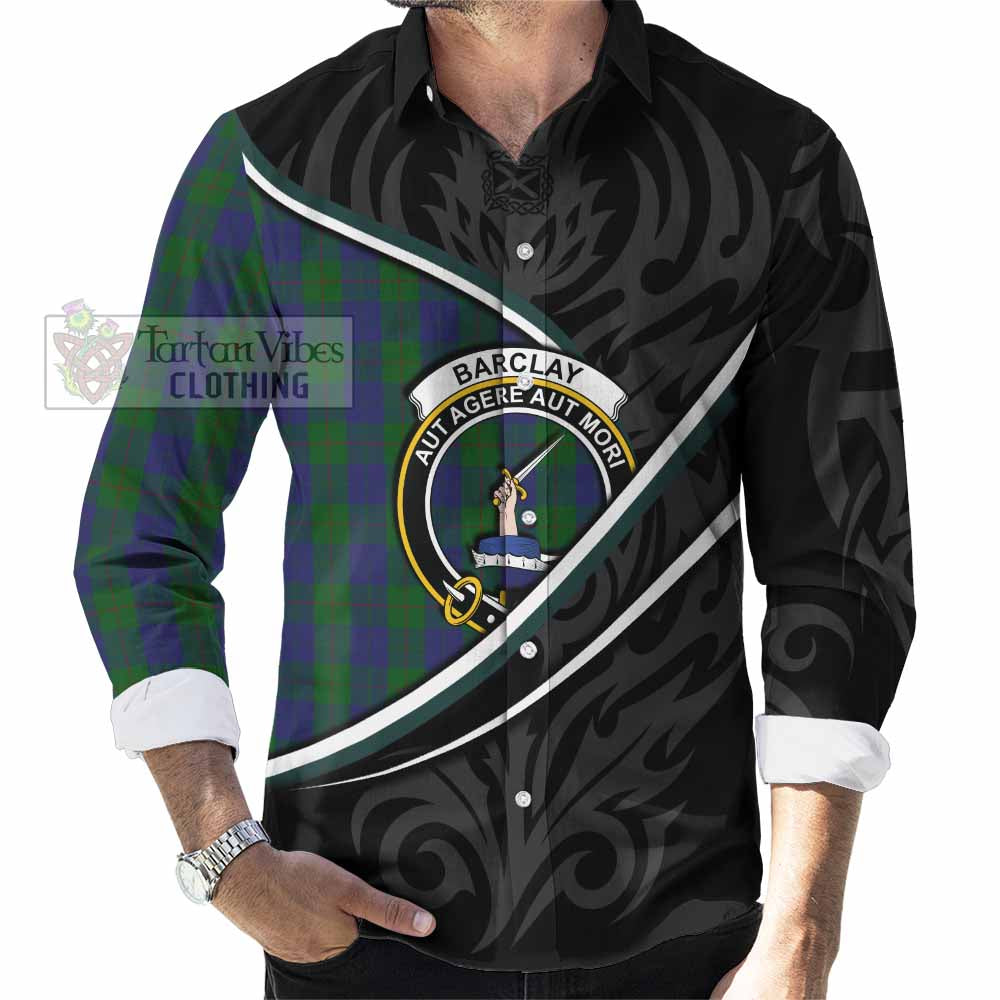 Barclay Tartan Family Crest Long Sleeve Button Shirts Celtic Scottish Thistle Floral - Tartan Vibes Clothing