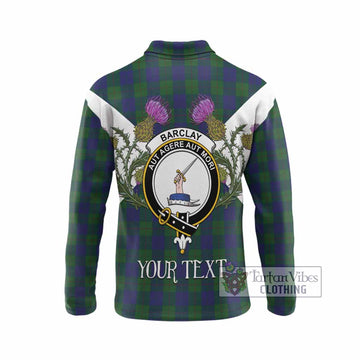 Barclay Tartan Family Crest Long Sleeve Polo Shirt Scottish Burns Night Thistle Floral
